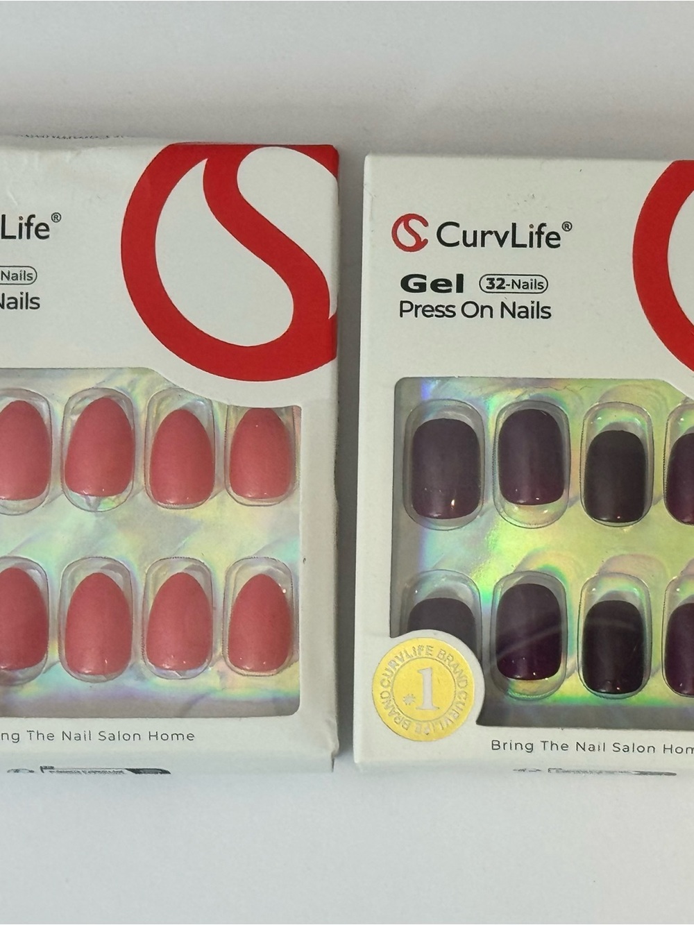 Gel Press-On Nails — Pink and Purple Set